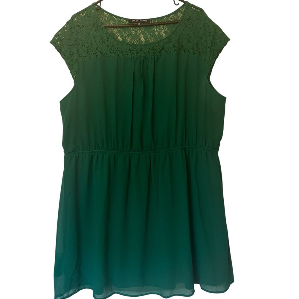 one clothing green lace-neckline mini dress sz 3X